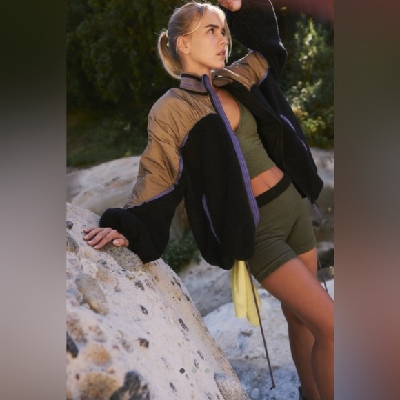 Free People Wild And Free Fleece Coat Black Combo - Picture 15 of 15